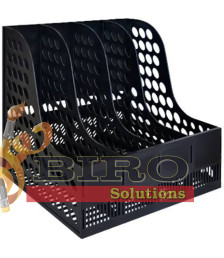 Tavă pentru hîrtie verticală, 4 secții, plastic, neagră